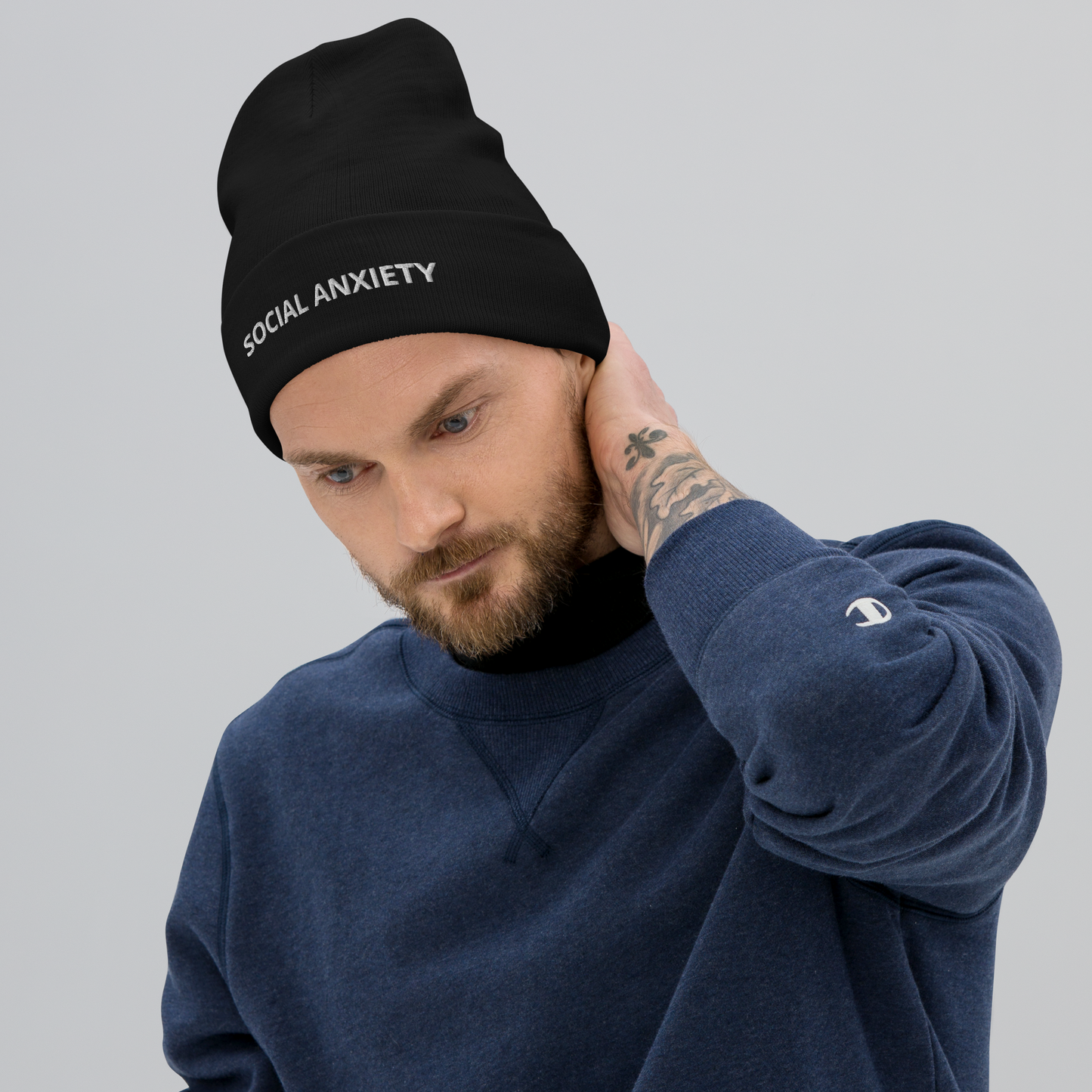 Embroidered Beanie Social Anxiety